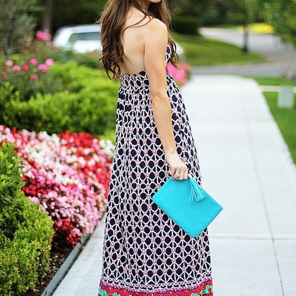 TRINA TURK Geometric Bra Halter Maxi Dress, Sz M - Picture 3 of 8